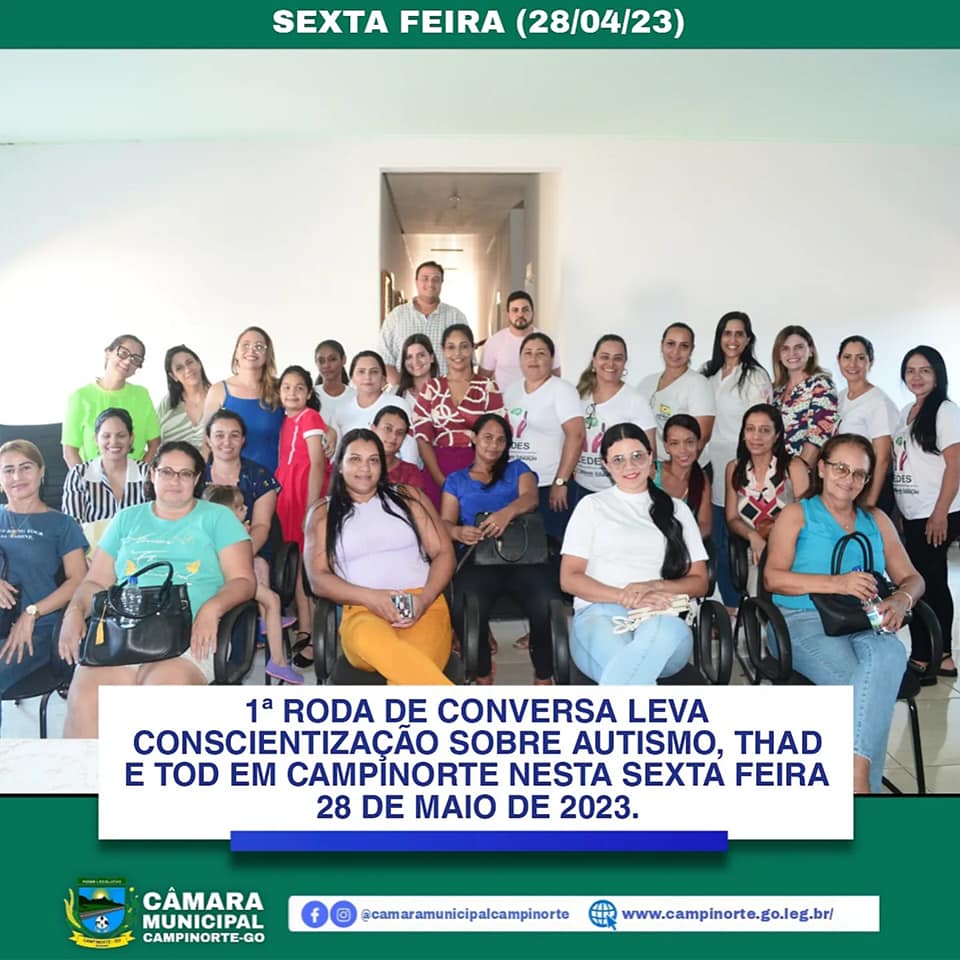 1ª RODA DE CONVERSA LEVA CONSCIENTIZAÇÃO SOBRE AUTISMO, THAD E TOD EM CAMPINORTE 