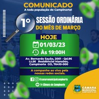 Hoje tem Sessão Ordinária!!!